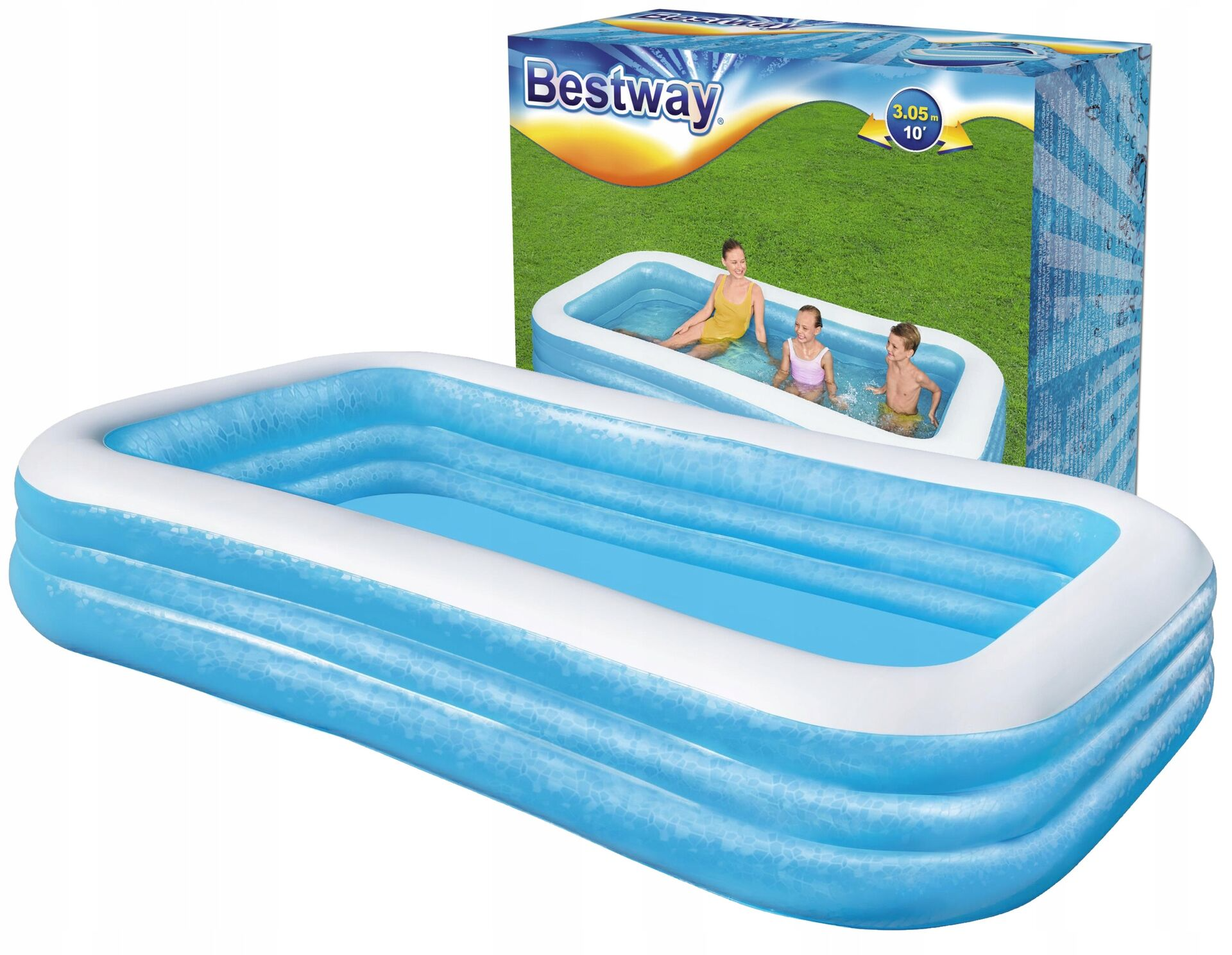 Bestway Deluxe Blue Rectangular Family Pool