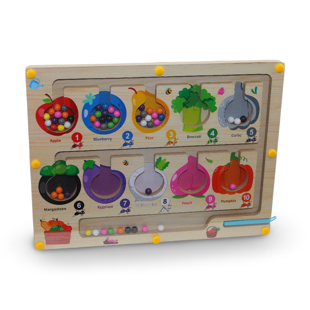 Montessori Magnetic Wooden Color and Number Maze Toy