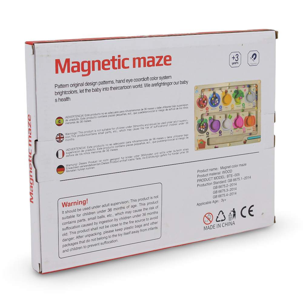 Montessori Magnetic Wooden Color and Number Maze Toy