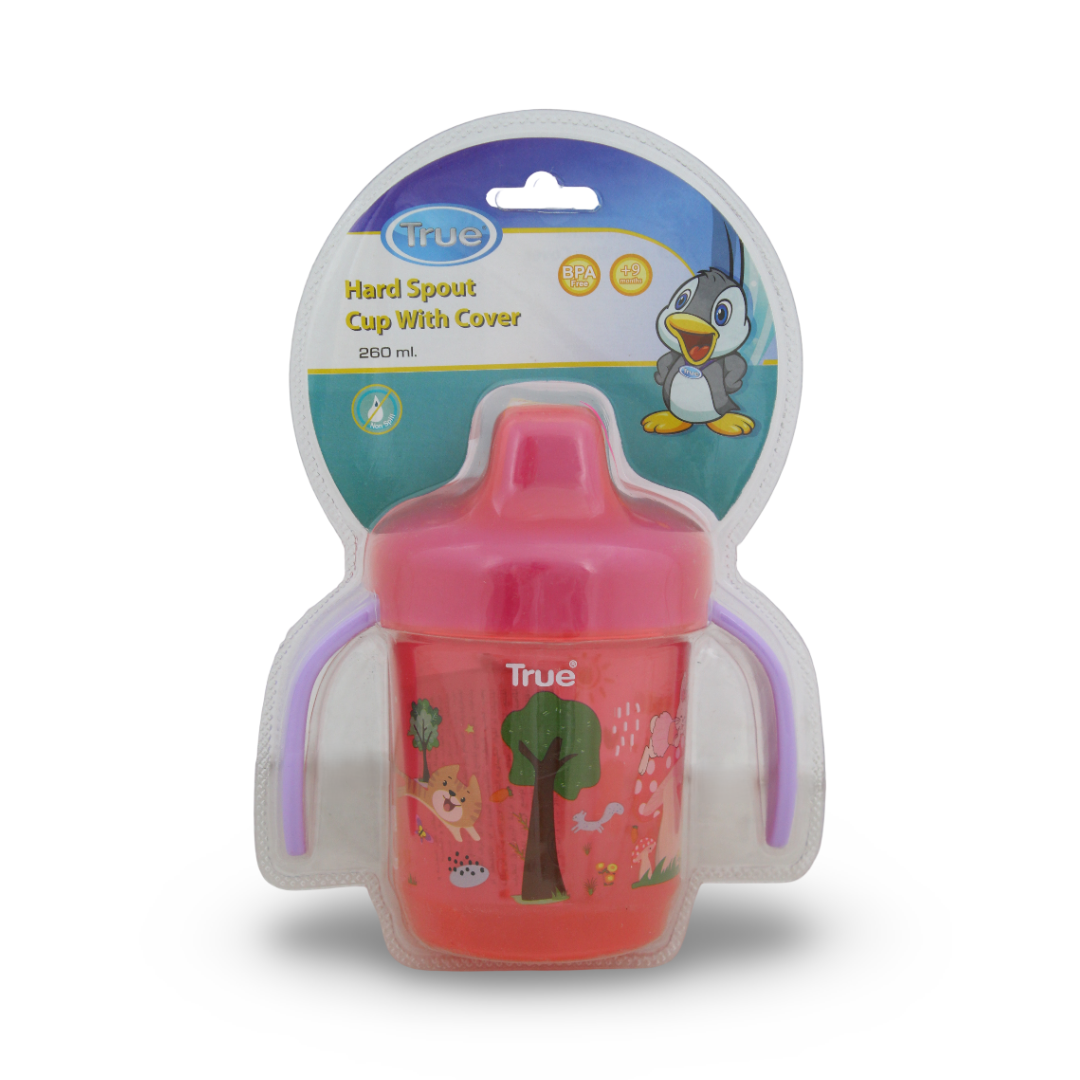 True Hard Spout Cup Anti-Spill with Handle 260ml – Fuchsia
