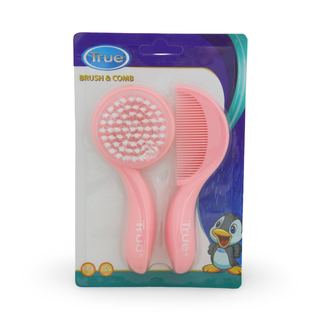 True Baby Hair Brush & Comb Set – Pink - Baby Essentials