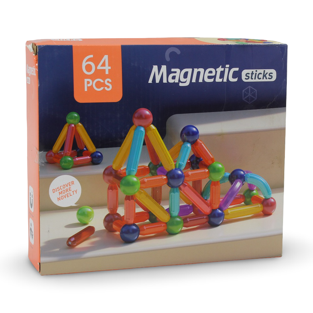 Magnetic Sticks Building Set – 64 Piece - Toys - OKO