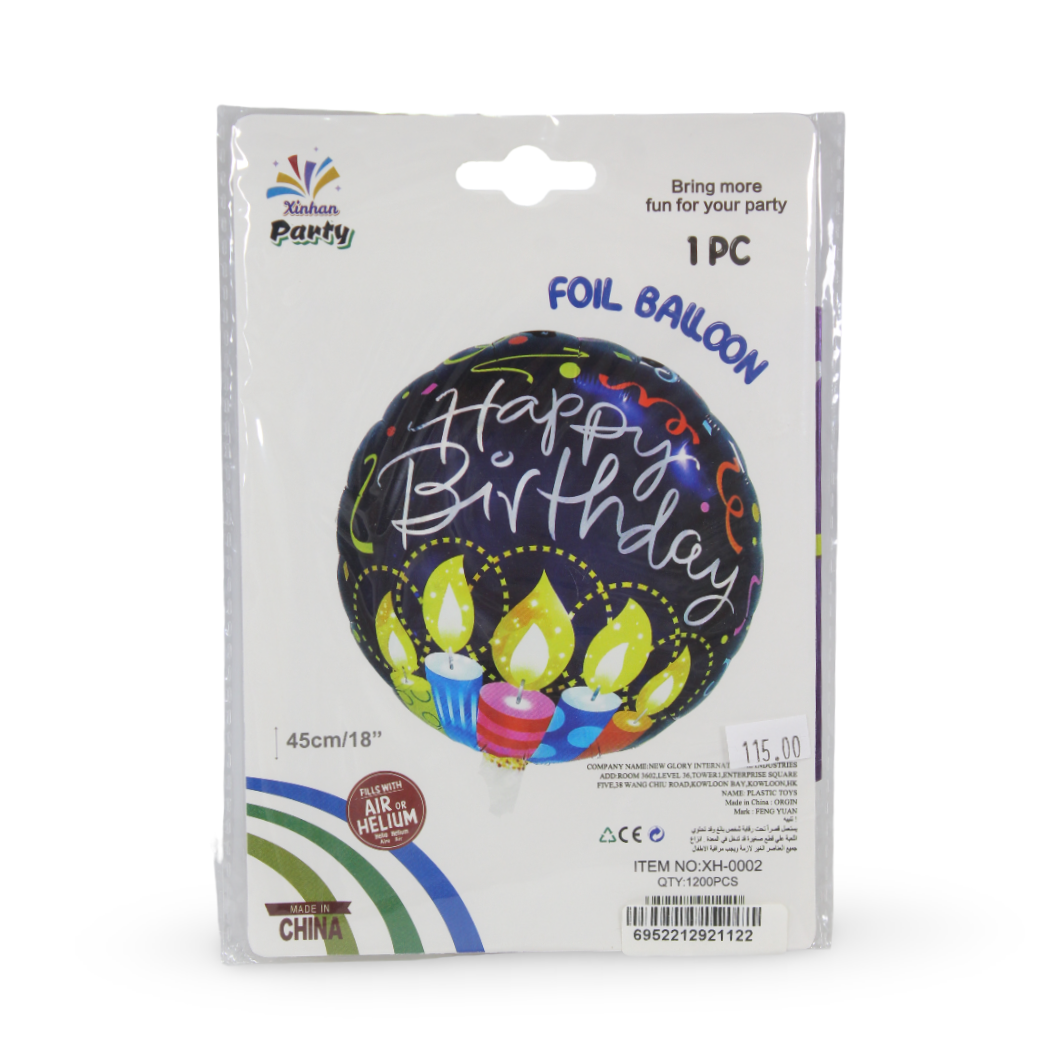 18-Inch Happy Birthday Foil Balloon – Assorted Designs