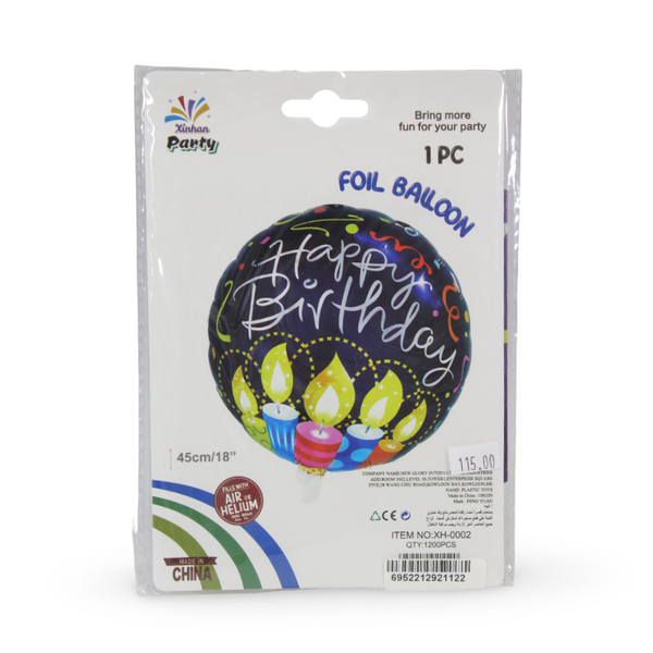18-Inch Happy Birthday Foil Balloon – Assorted Designs