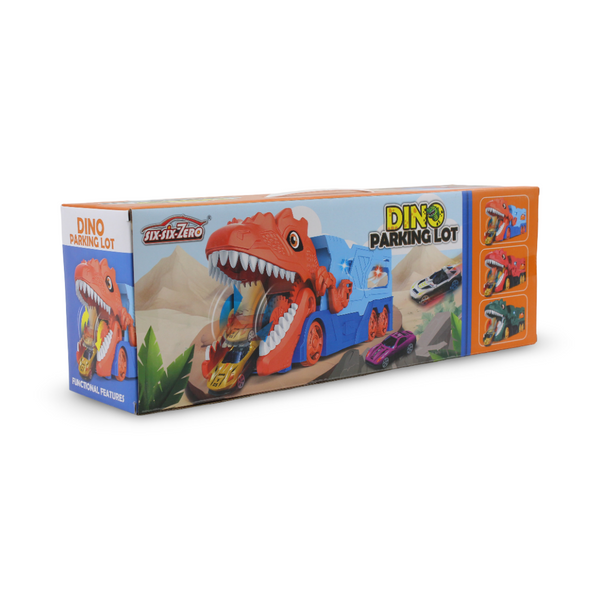 Dino Parking Lot Dinosaur Car Carrier Transporter Truck Playset