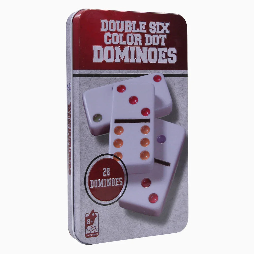 Generic Double Six Color Dot Dominoes – Assorted Tin Box