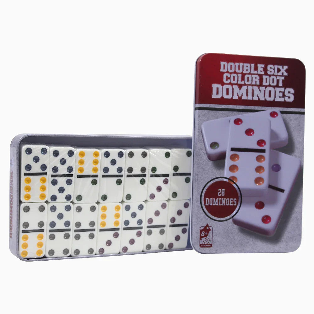 Generic Double Six Color Dot Dominoes – Assorted Tin Box