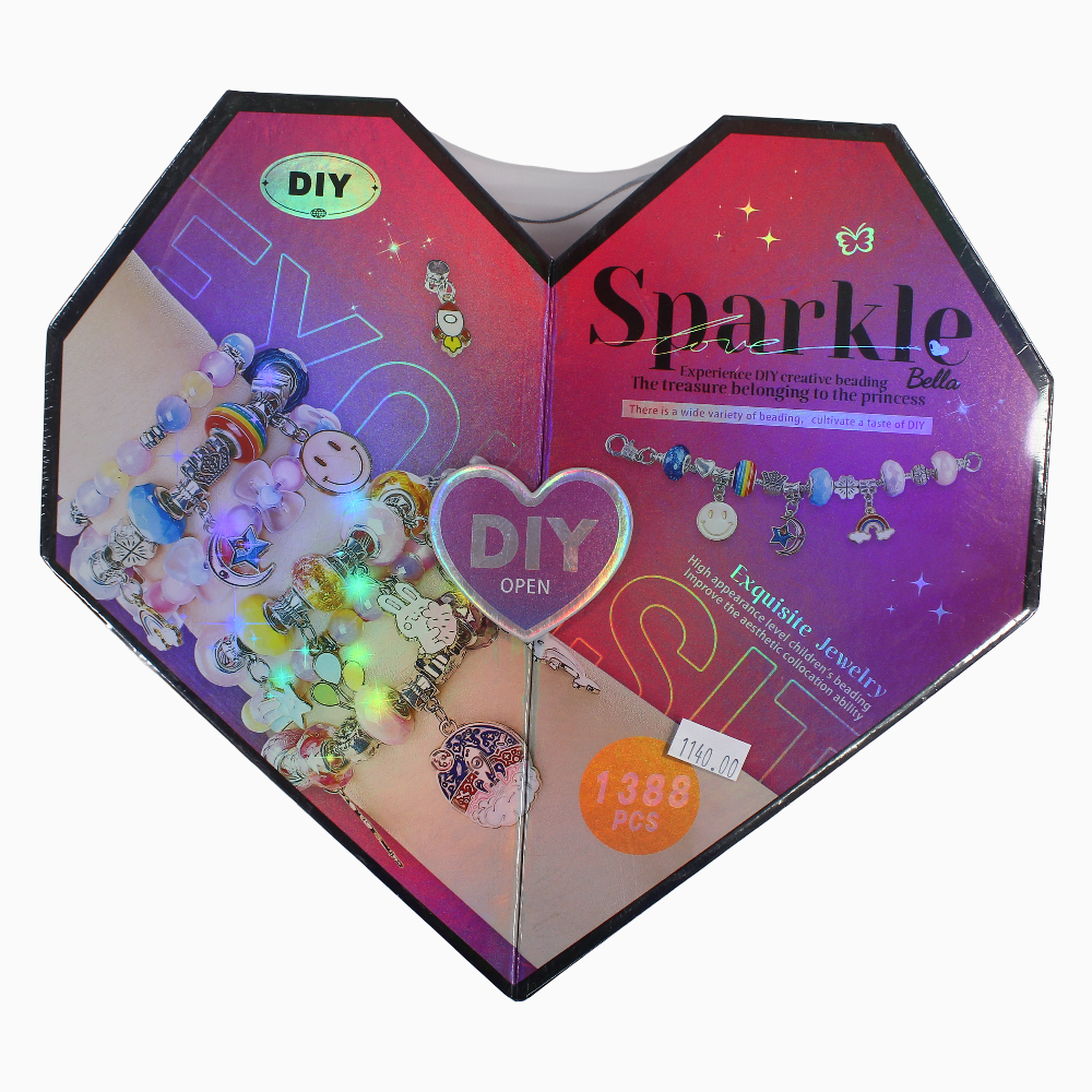 Sparkle Heart Bead Kit – Colorful Mix