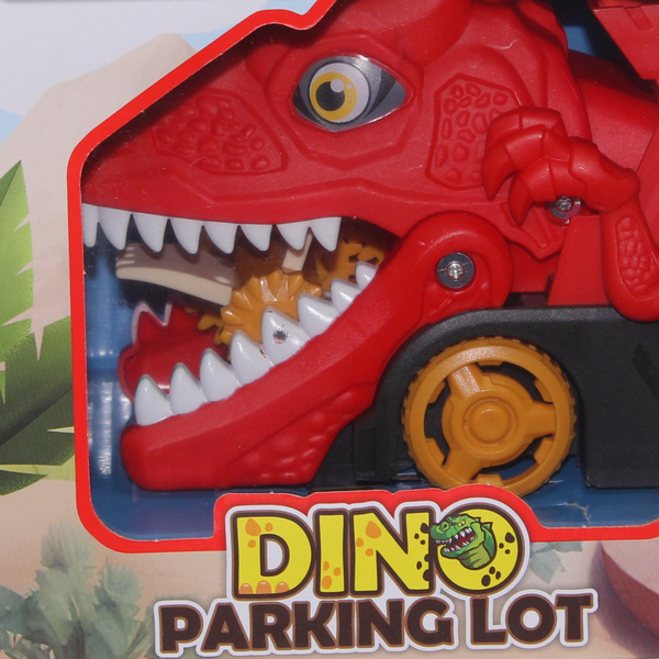 Six-Six-Zero Dino Parking Lot Red T-Rex Dinosaur Car Carrier and Track Playset