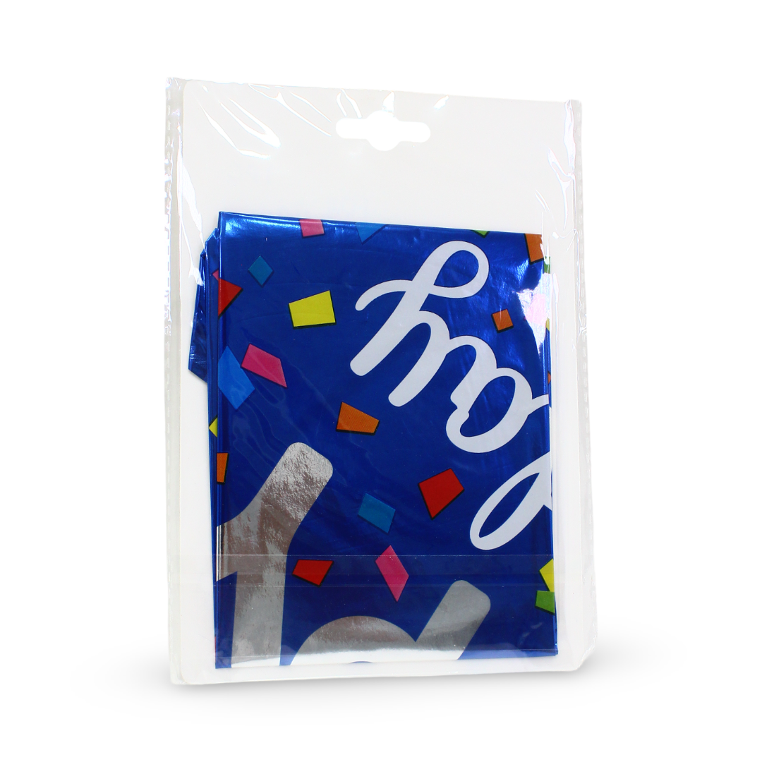 18-Inch Happy Birthday Foil Balloon – Blue Confetti