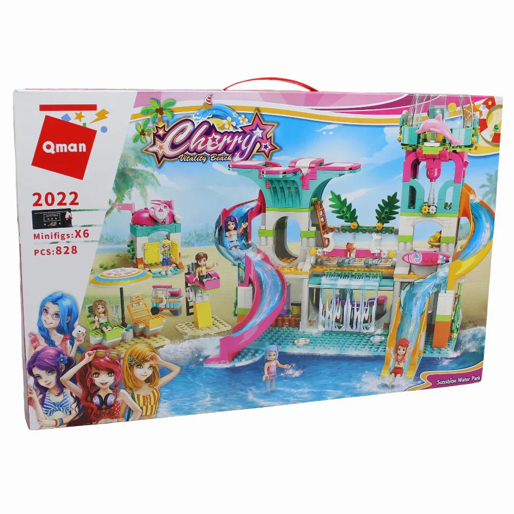 Cherry Vitality Beach Building Blocks - 828 Pcs - Toys - Qman