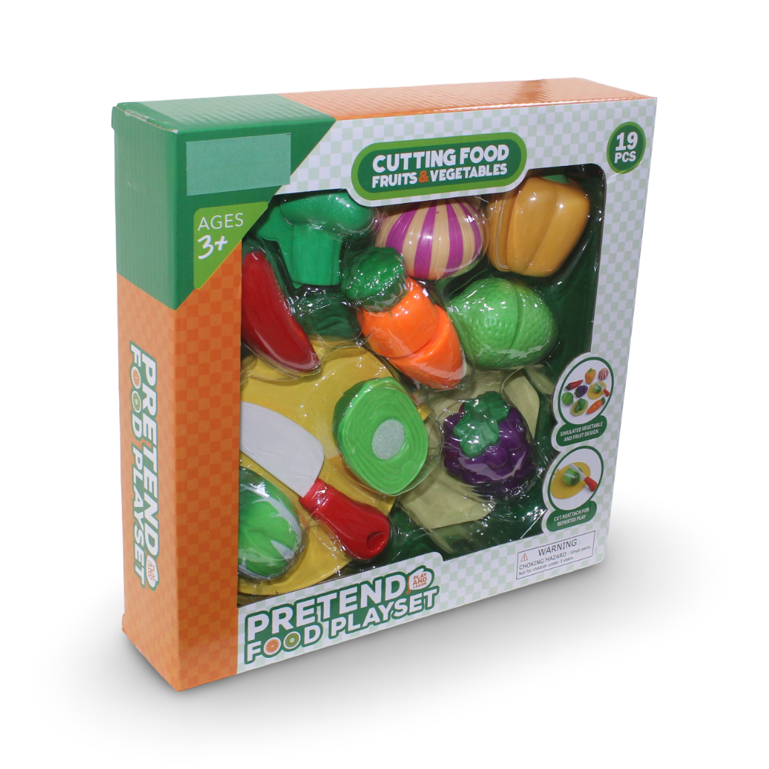 Pretend Cutting Food Playset – 19 Pcs