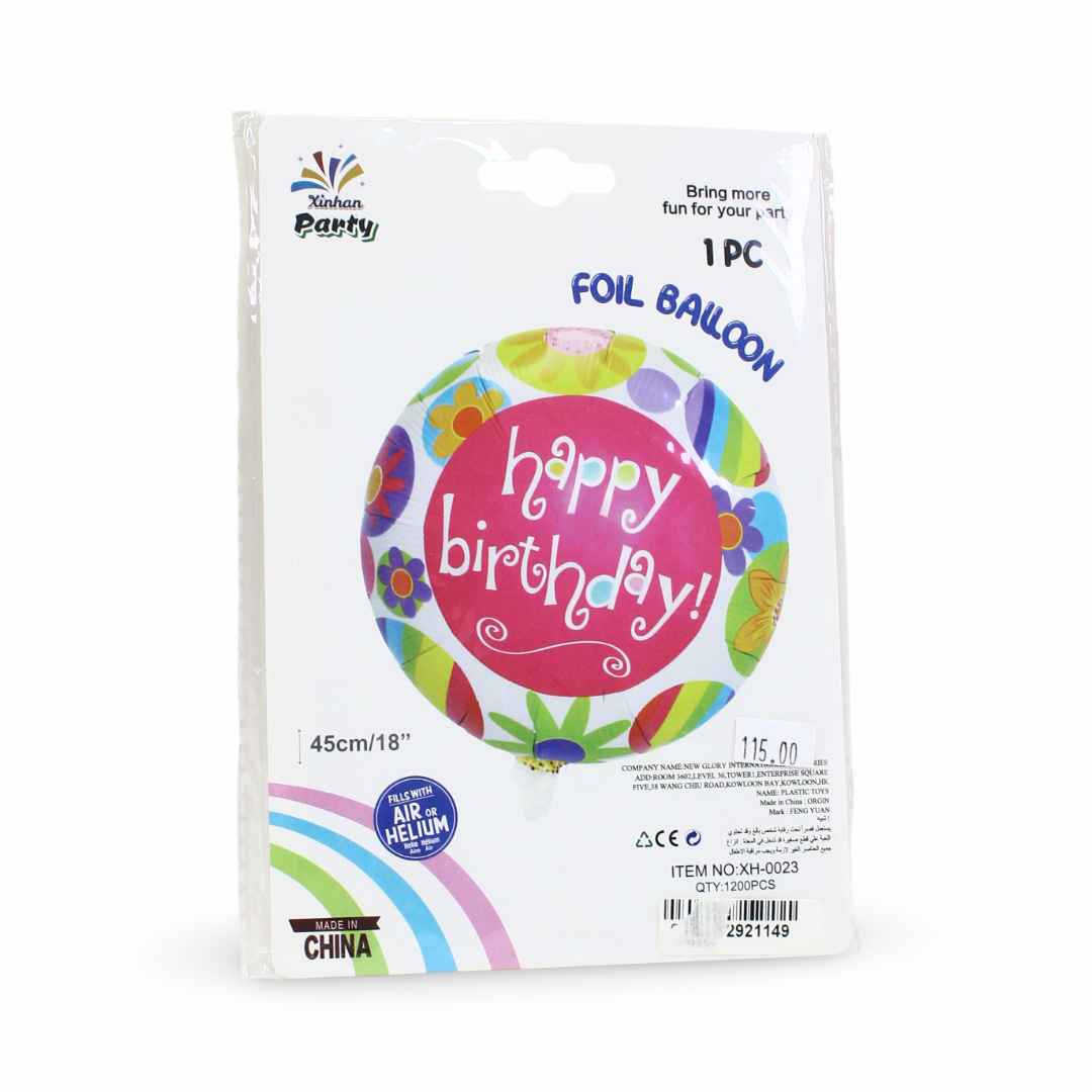 18-Inch Happy Birthday Foil Balloon – Floral Print