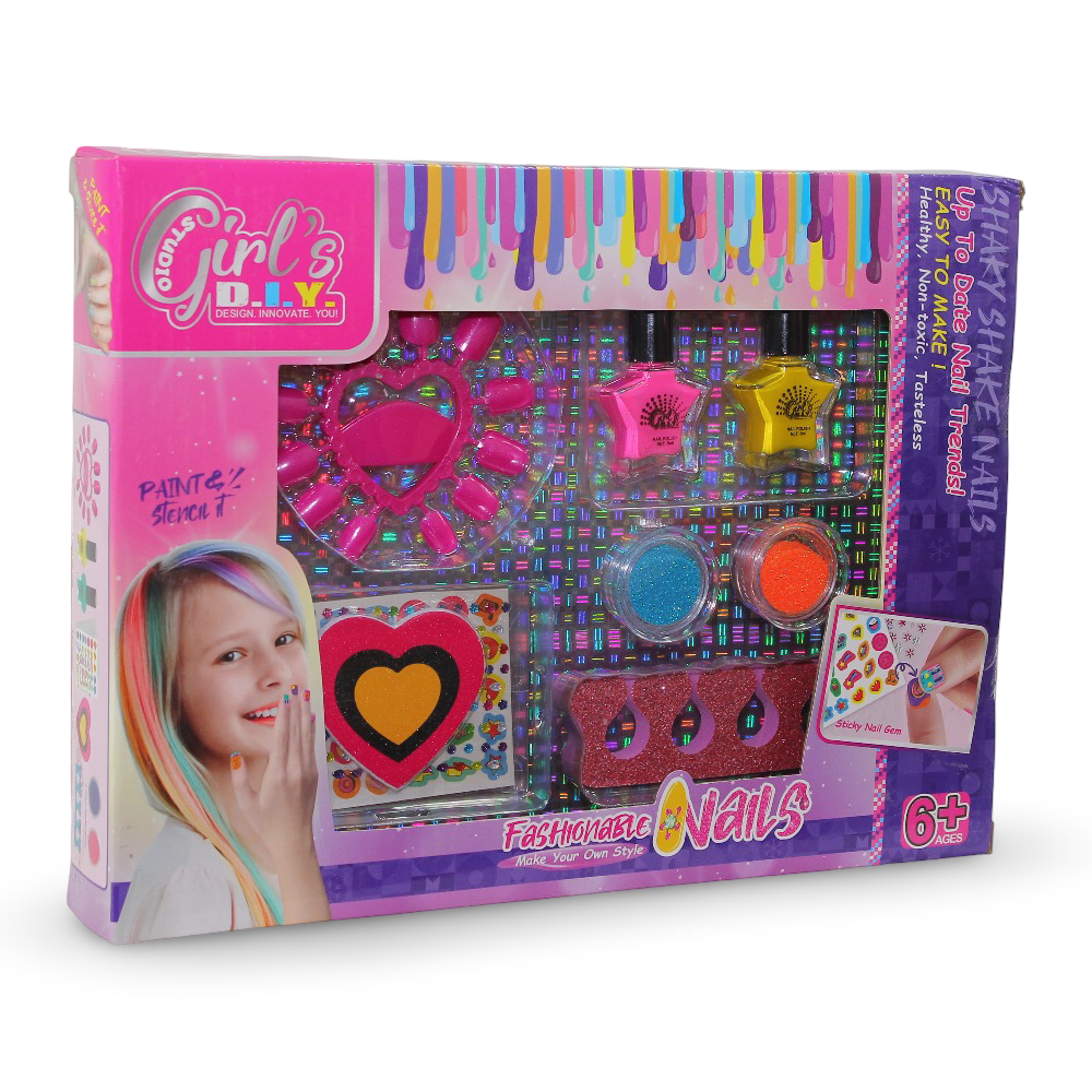 Girl’s DIY Fashionable Nails Nail Art Accessories Set - Toys - OKO