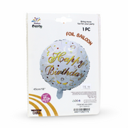 18-Inch Happy Birthday Foil Balloon – Silver & Gold