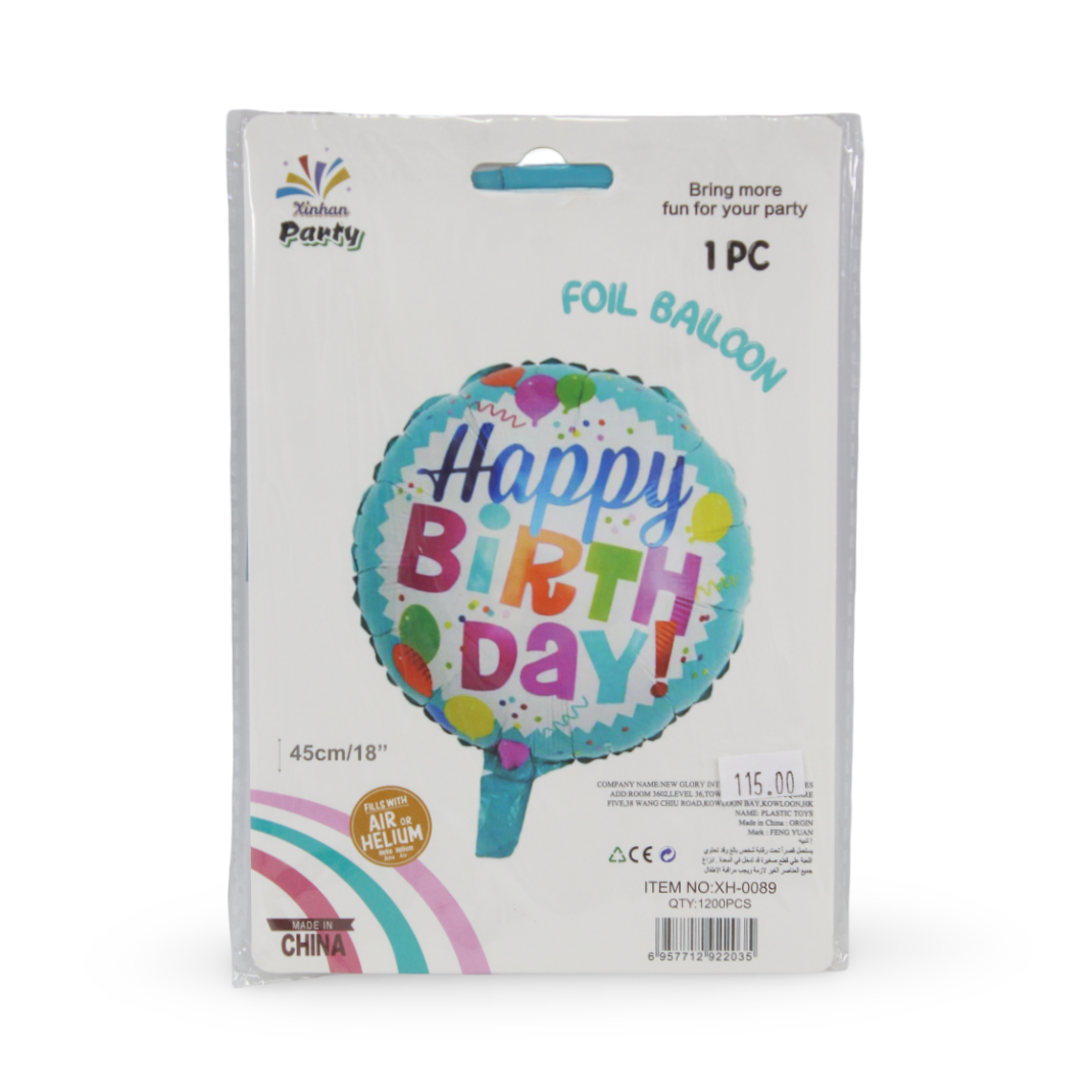 18-Inch Happy Birthday Foil Balloon – Assorted Designs