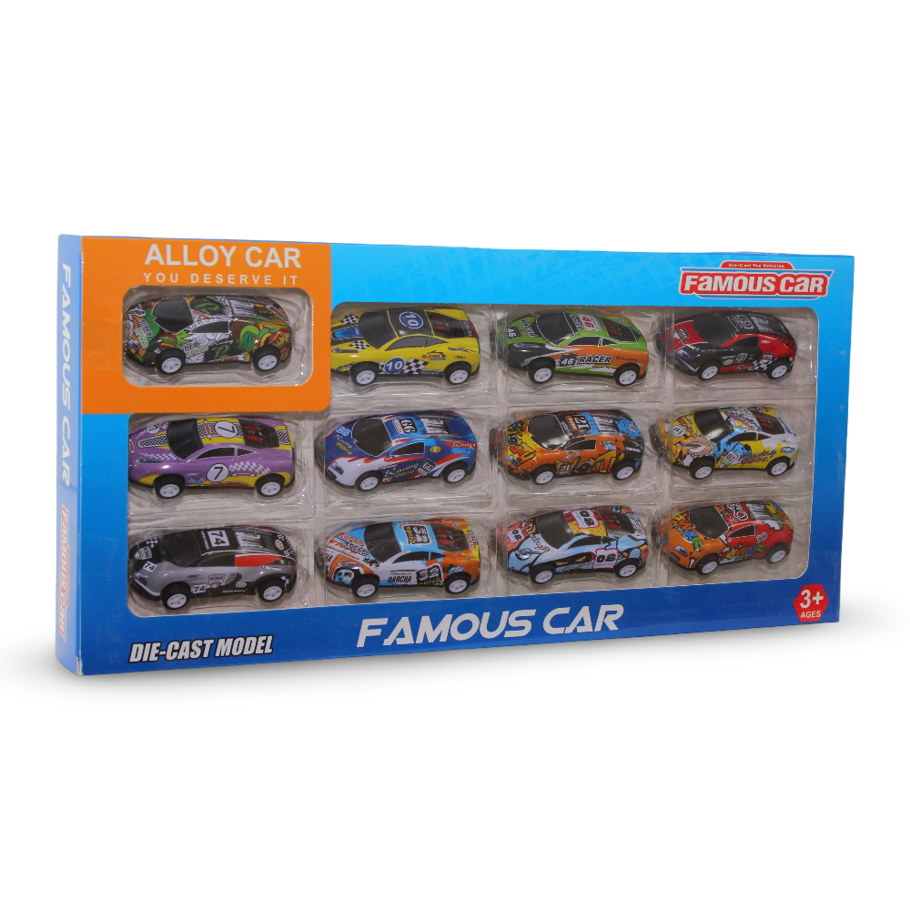 Famous Car Die-Cast Racing Cars Set – 12 Pieces