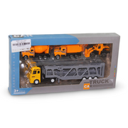 Die Cast Heavy Duty Truck Transporter With 3 Engineering Vehicles