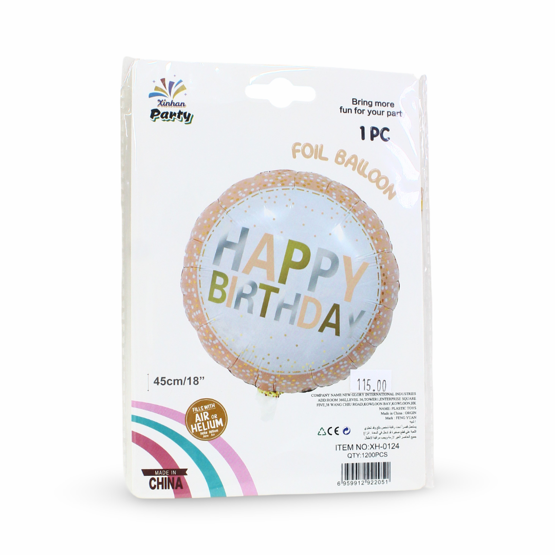 18-Inch Happy Birthday Foil Balloon – Gold Confetti