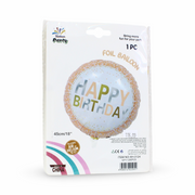18-Inch Happy Birthday Foil Balloon – Gold Confetti