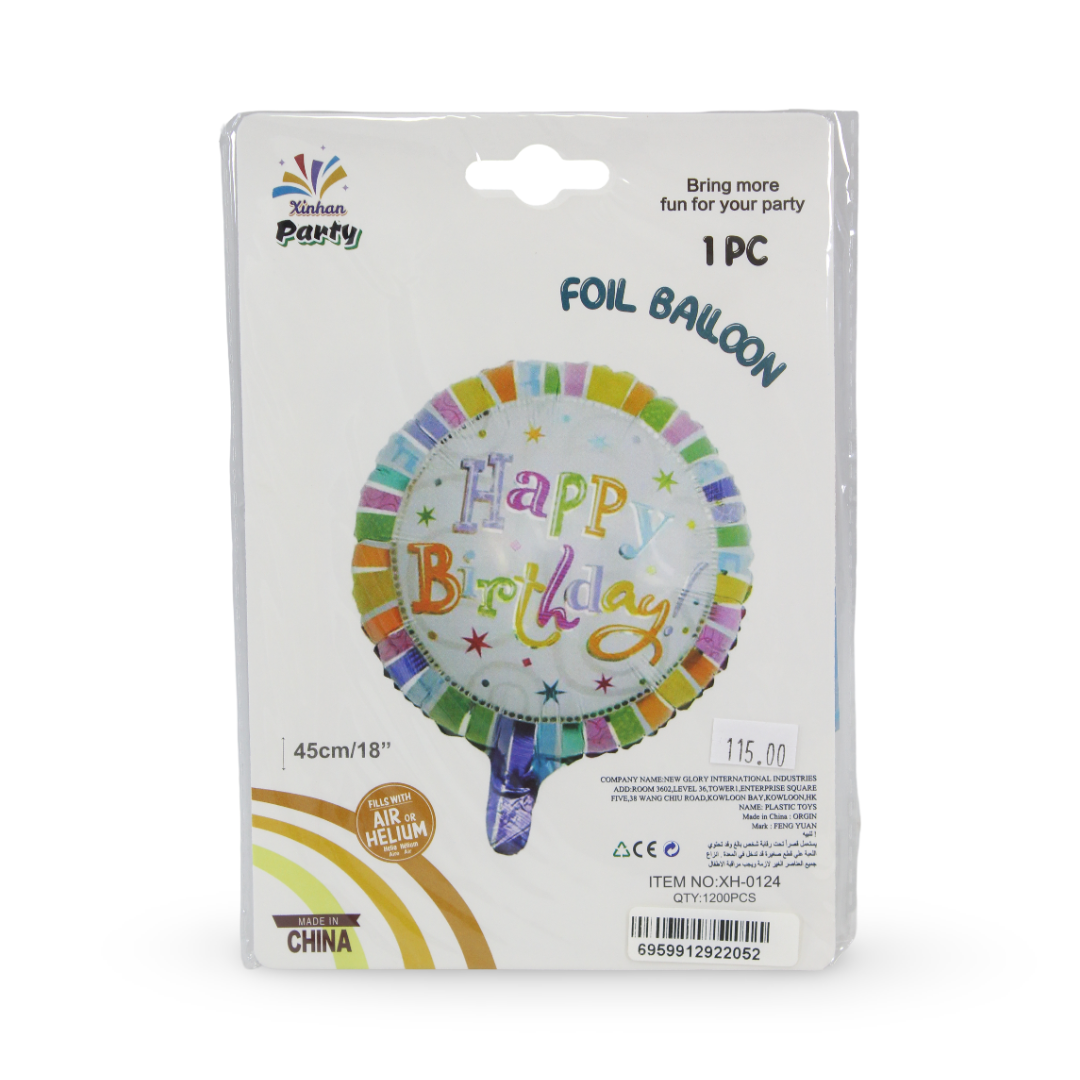 18-Inch Happy Birthday Foil Balloon – Assorted Designs