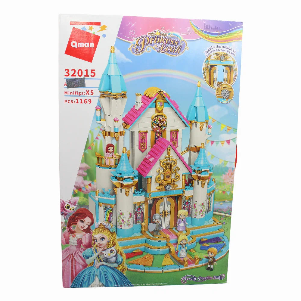 Princess Leah Flower Castle Ball Building Blocks - 1169 Pcs - Toys - Qman