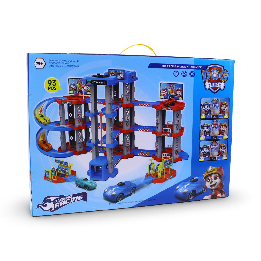 Paw Patrol Parking Racing Track & Garage Playset – 93 Pcs