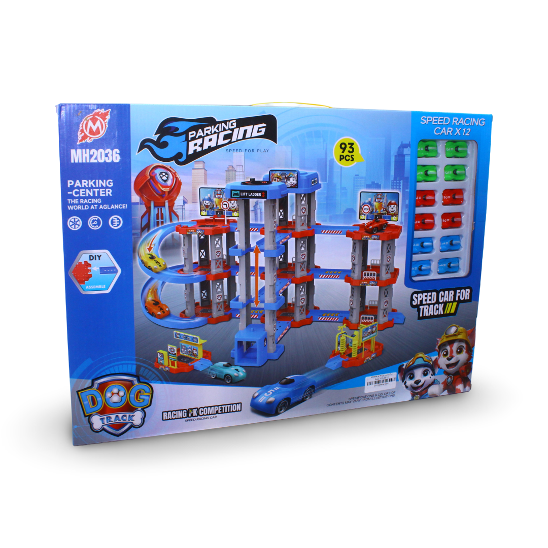 Paw Patrol Parking Racing Track & Garage Playset – 93 Pcs