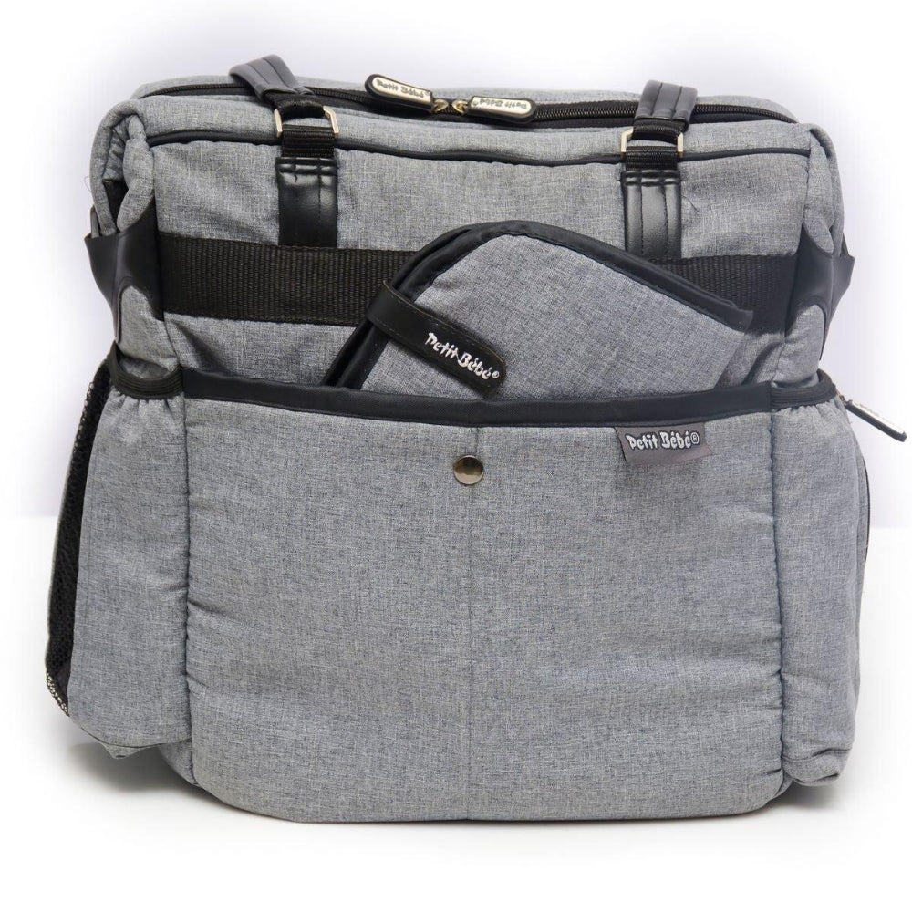 Petit Bebe Baby Diaper Bag Premium – Grey & Black