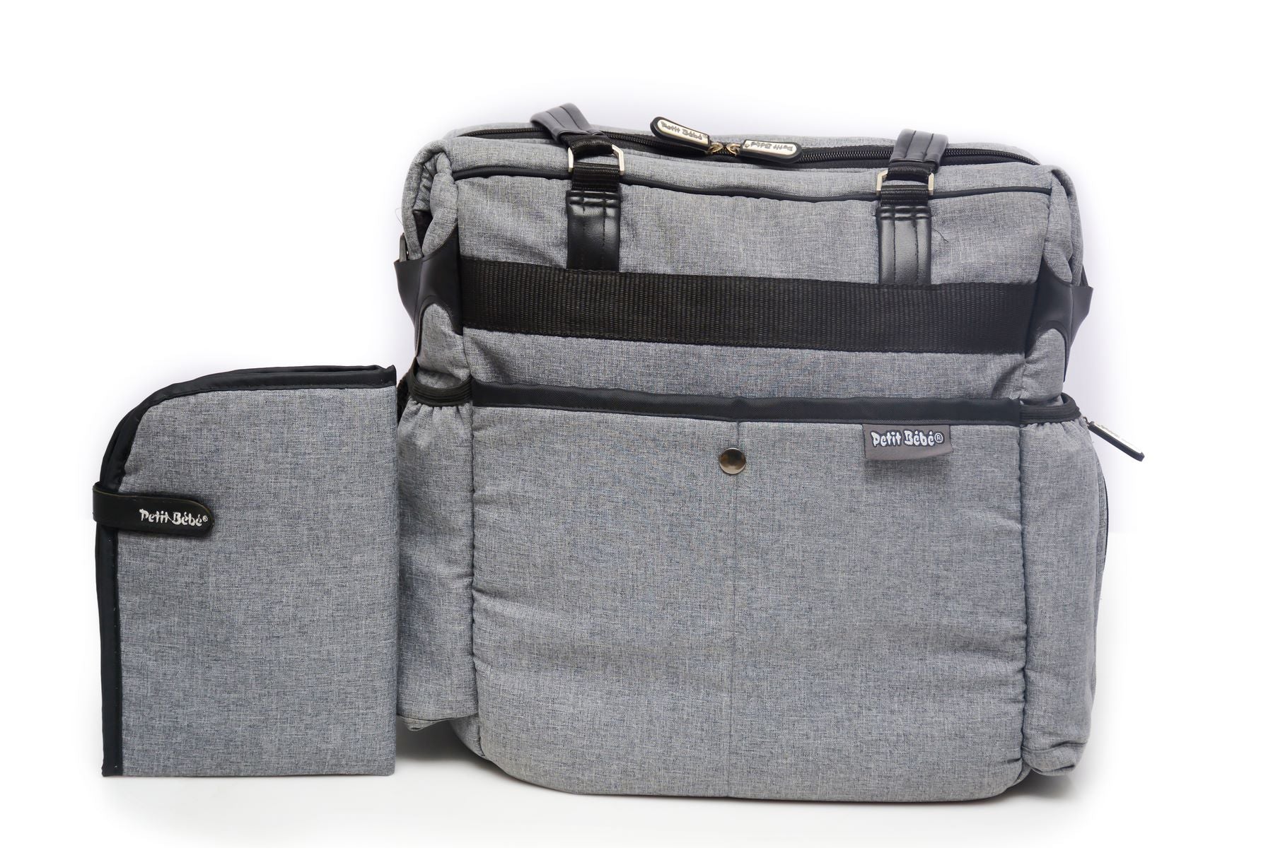 Petit Bebe Baby Diaper Bag Premium – Grey & Black
