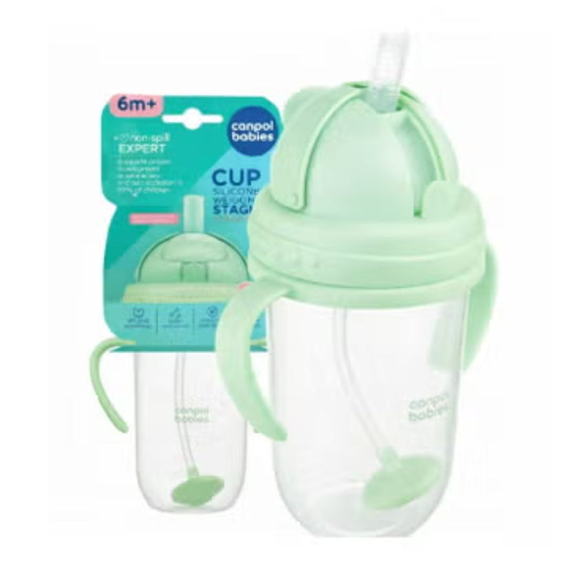 Canpol Babies Non-Spill Cup with Weighted Straw 270 ml - Green