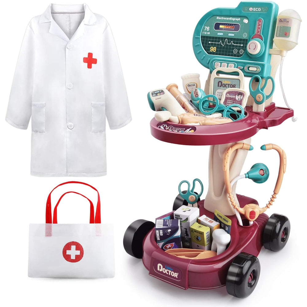 Kids Doctor Medical Cart Playset – 24 Pcs
