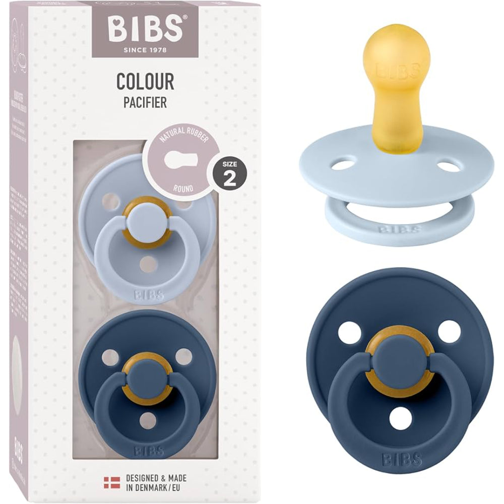 BIBS Pacifier Colour 2 Pack Latex Size 2 – Iron/Baby Blue
