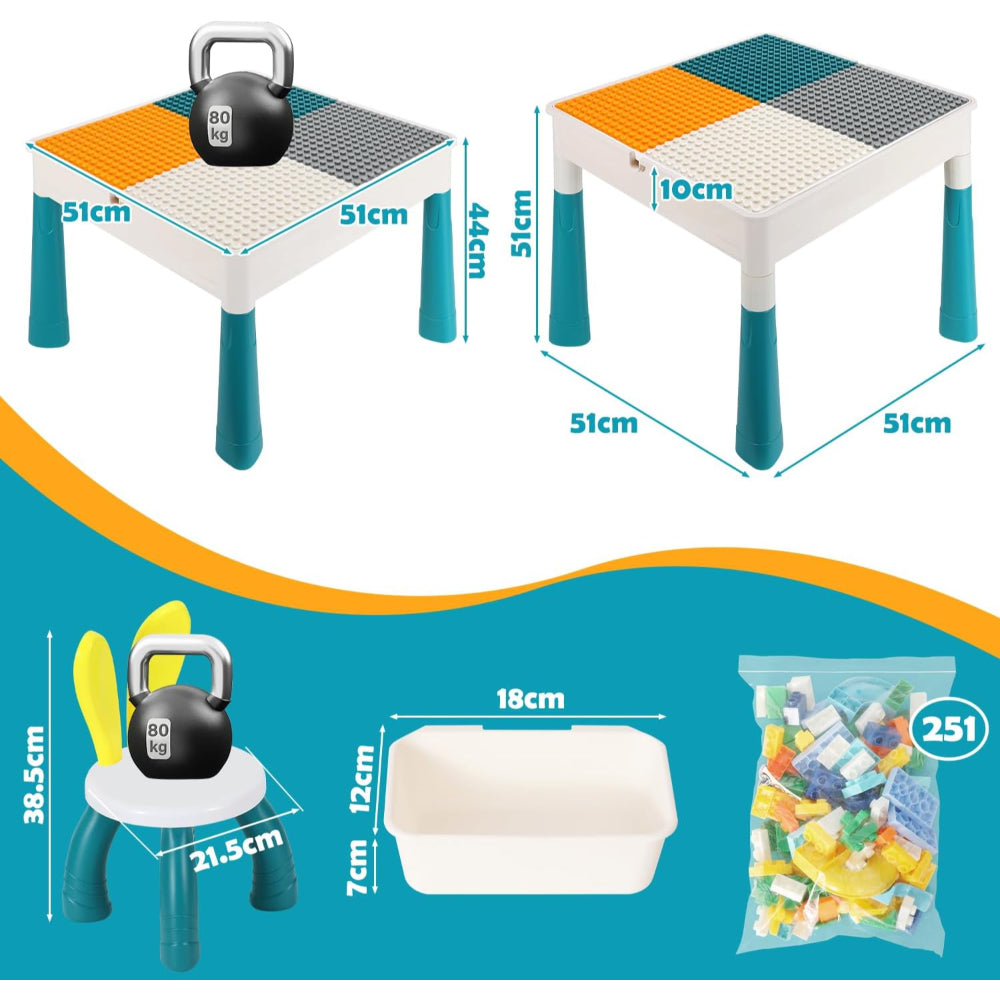 Large Building Blocks Table with Rabbit Chair – 220 Building Blocks