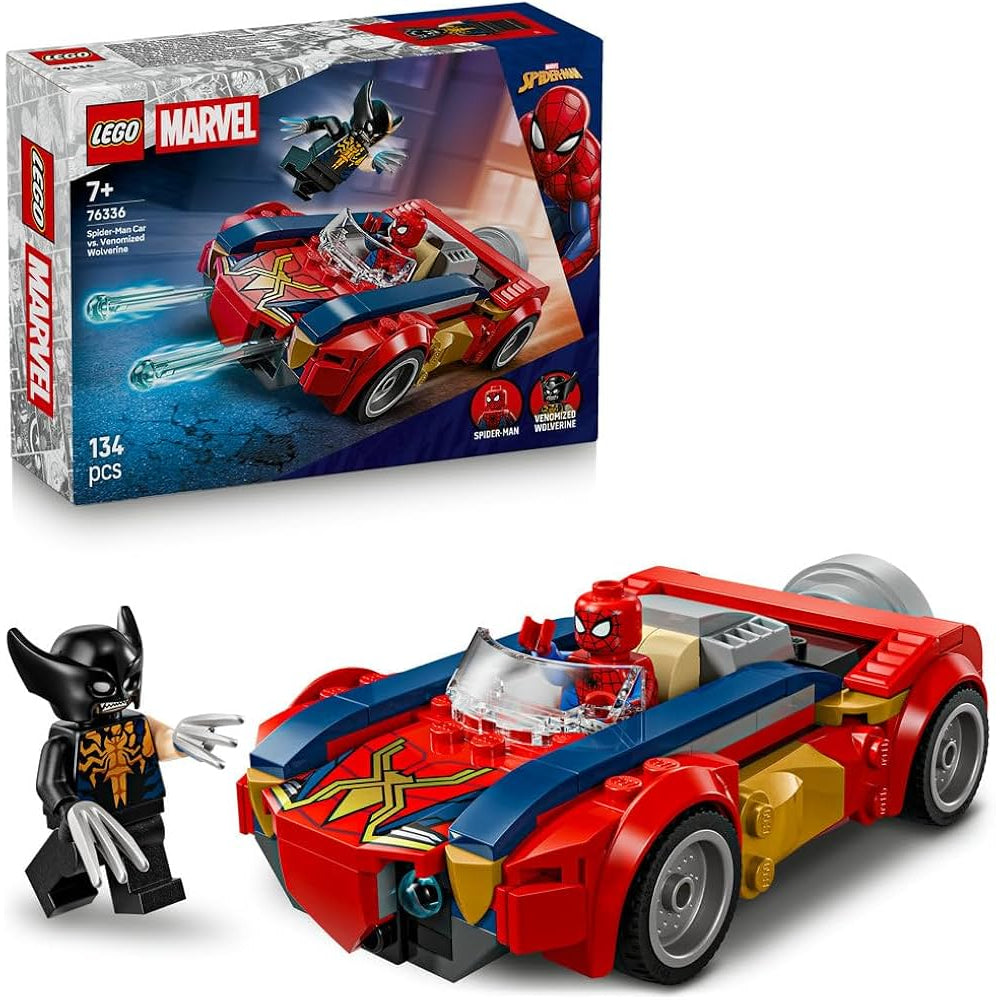 Lego Marvel Spider-Man Car vs. Venomized Wolverine Building Blocks Set – 134 Pcs