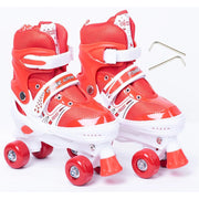 Power Superb Adjustable Roller Skate Shoes 2-Rows 4-Wheels (Large, Red)