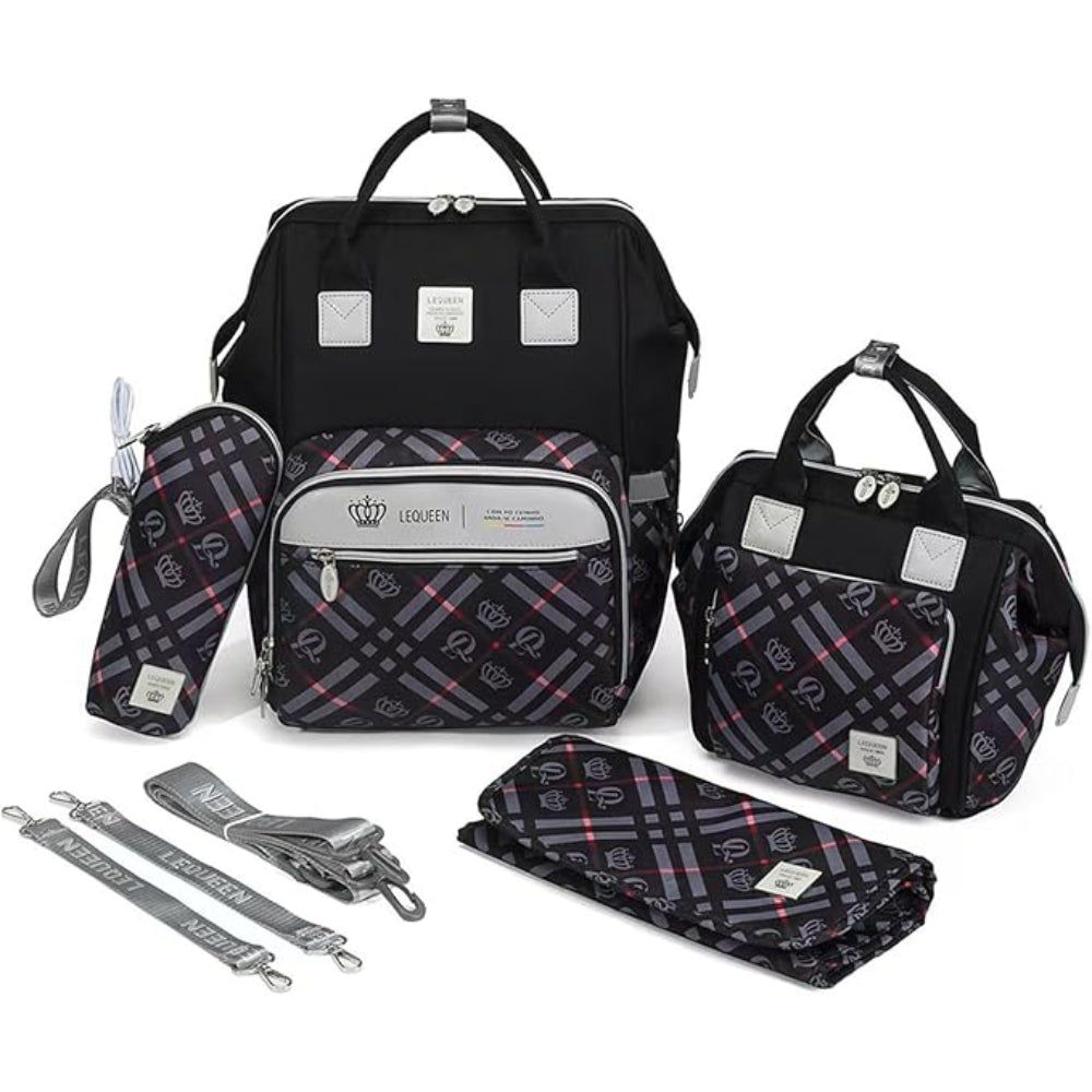 LeQueen Diamond 8th Special Edition Soft Waterproof Diaper Bag Set - Black