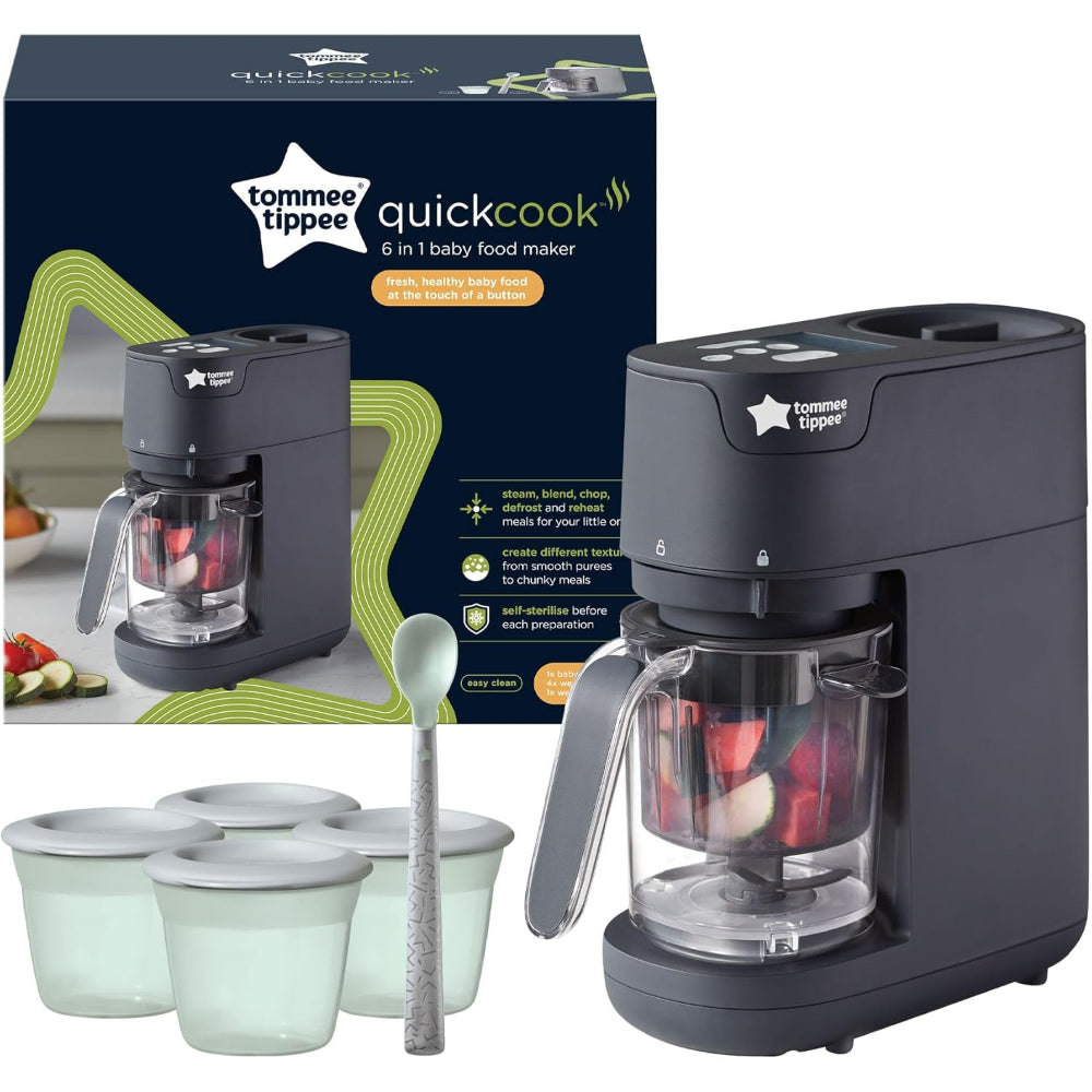 Tommee Tippee Quick Cook 6-in-1 Baby Food Maker – Black - Baby Essentials