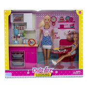 Defa Lucy Set of 2 Bendable Dolls with Kitchen & Accessories – Light-Up Playset!