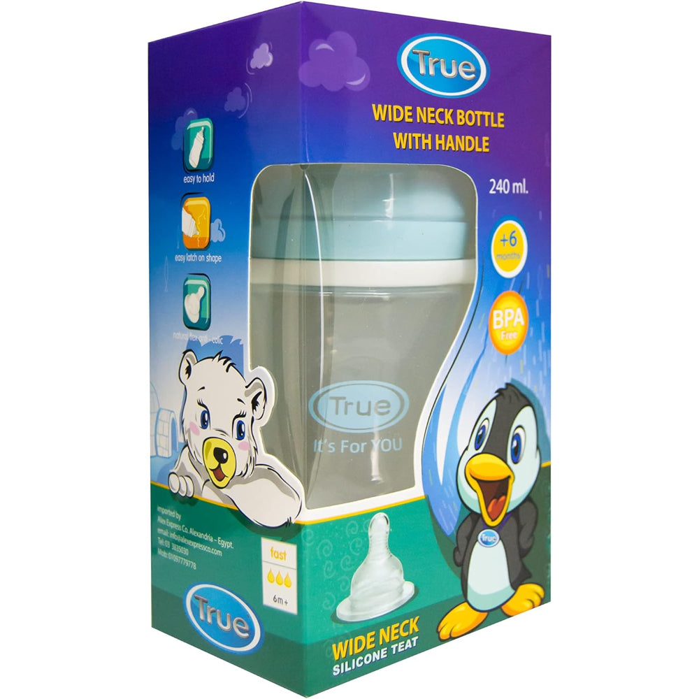 True Bottle with Handle 240ml 6m+ – Blue