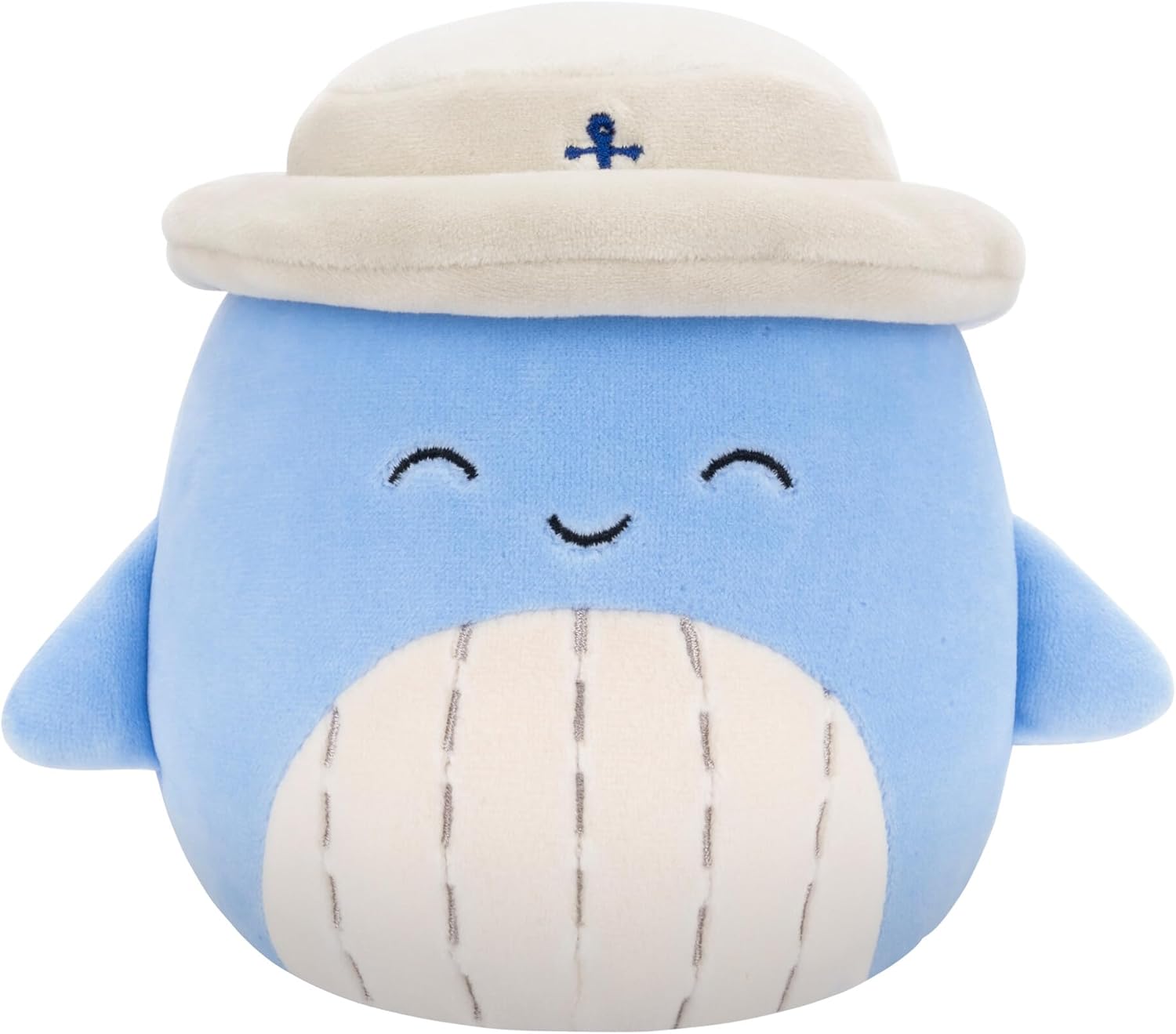 Squishmallows Style Squad 7.5 Inches - Light Blue Whale with White Bucket Hat Samir
