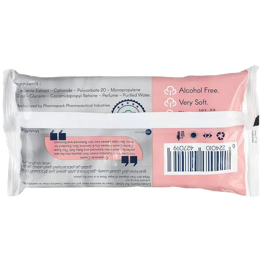 Qualita Baby Wet Wipes – Chamomile Extract, 40 pcs