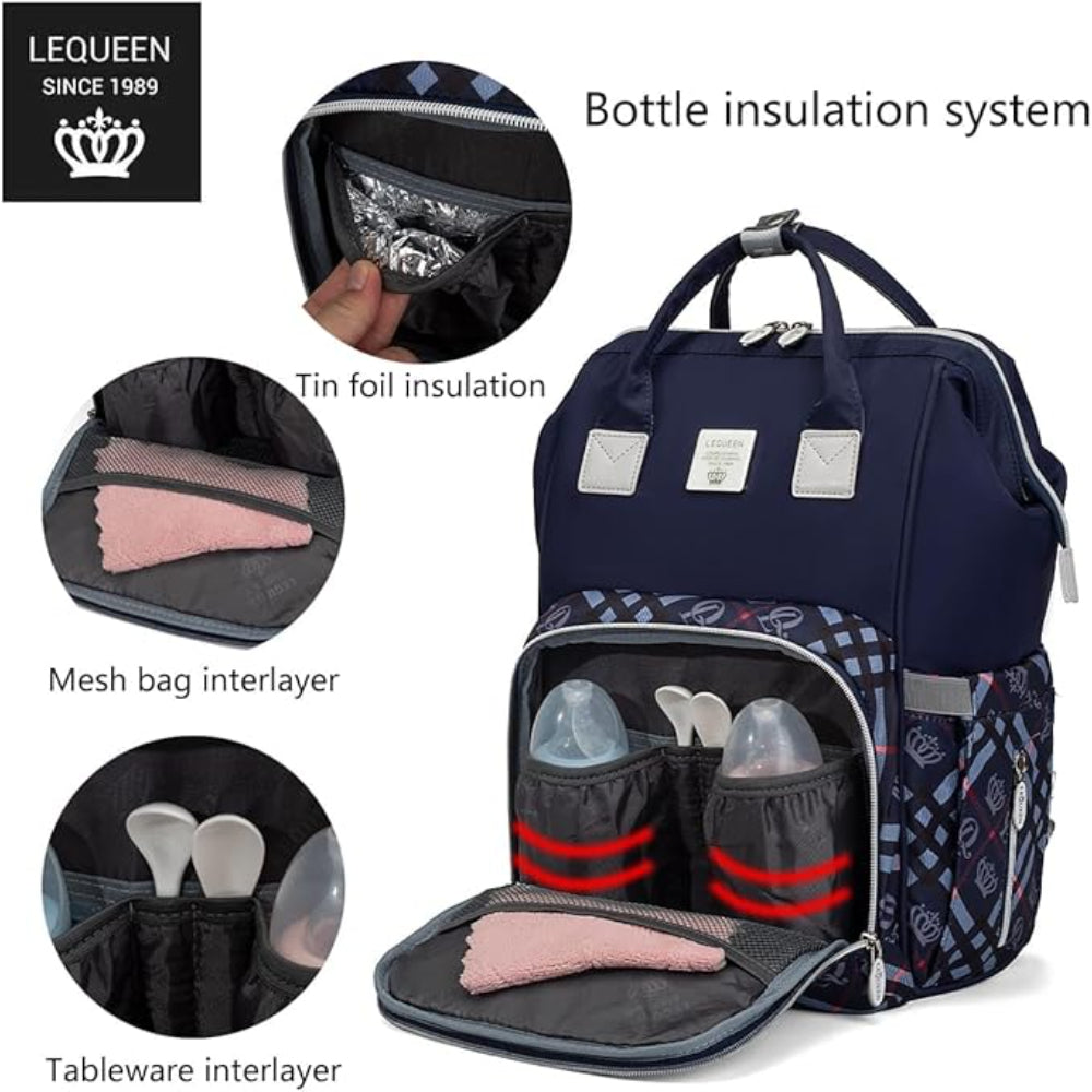 LeQueen Diamond 8th Special Edition Soft Waterproof Diaper Bag - Navy Blue