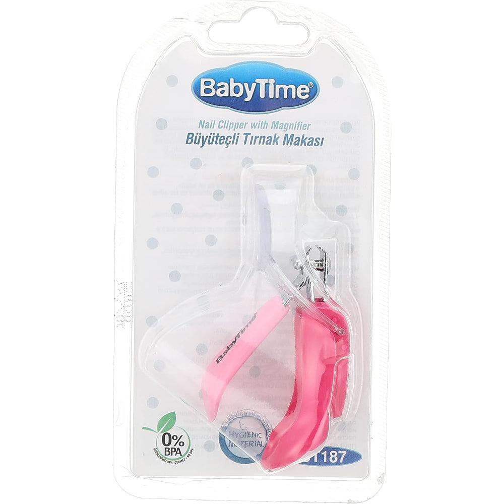 Baby Time Nail Clipper With Magnifier - Pink