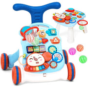 2-in-1 Musical Baby Stroller and Activity Table – Blue