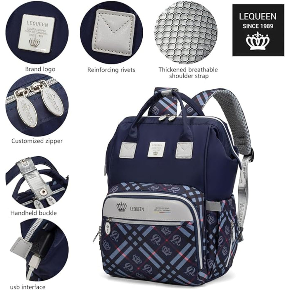 LeQueen Diamond 8th Special Edition Soft Waterproof Diaper Bag - Navy Blue