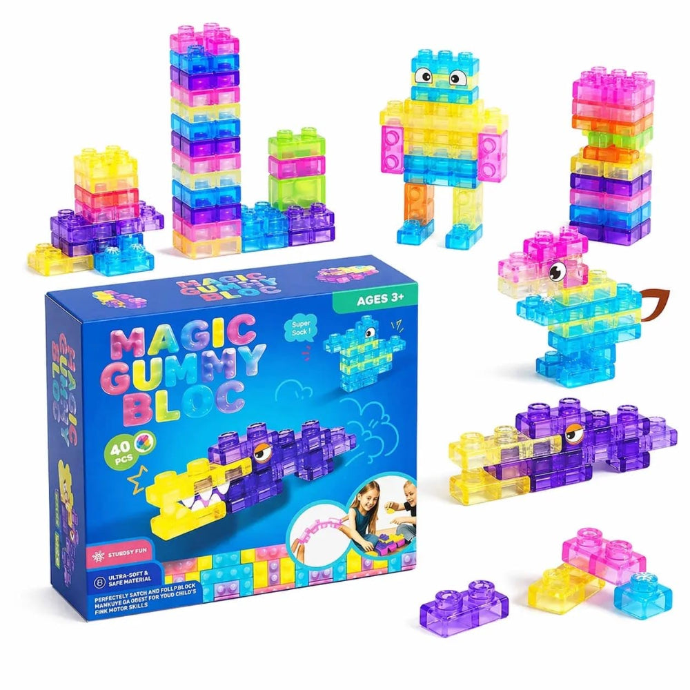 Magic Gummy Bloc Soft Building Blocks Set – 40 Pcs