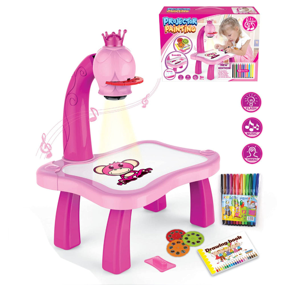 Projector Painting Desk Toy Set – Pink