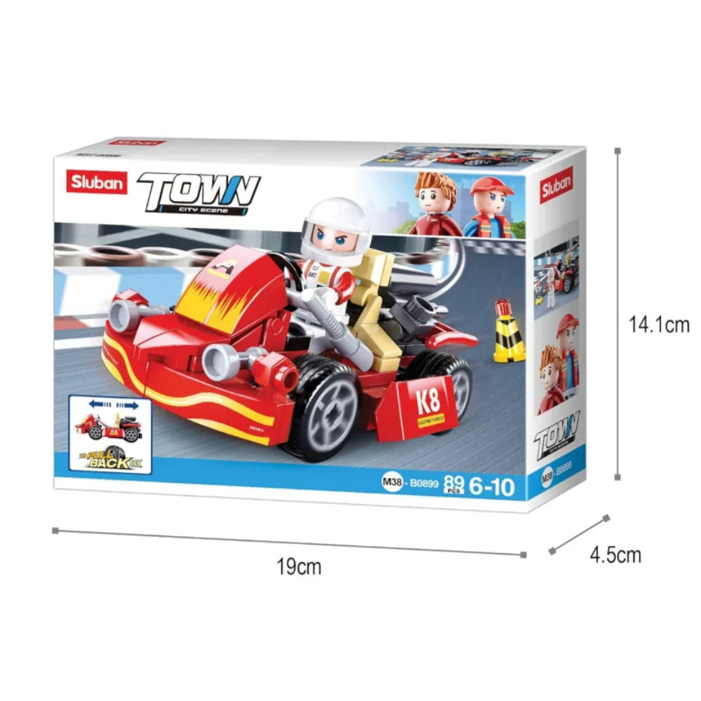 Sluban Town City Scene Pull Back Kart Building Blocks Set - 89 Pcs