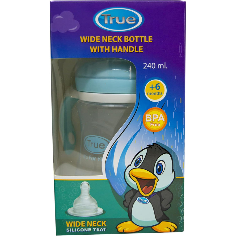 True Bottle with Handle 240ml 6m+ – Blue